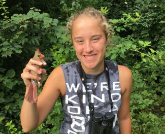 Grace with a female cardinal